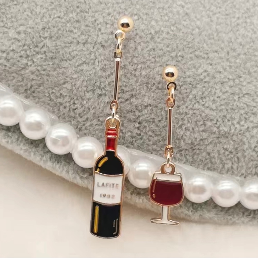 Wine bottle and wine glass earrings
